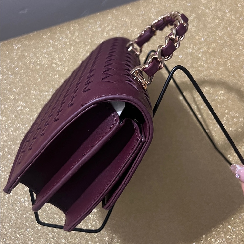 New Elegant Woven Burgundy Clutch and Crossbody - Picture 4 of 17